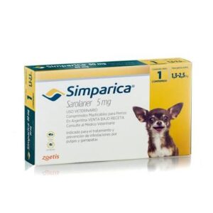 SIMPARICA TAB 5 MG (1,3 A 2,55 KG)